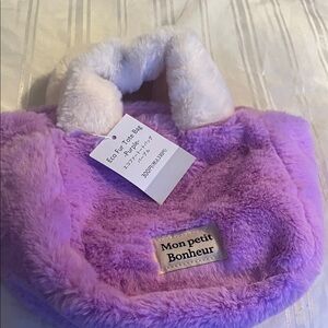 NWT Mon Petit Bonhwur Eco Fur Tote Bag purple